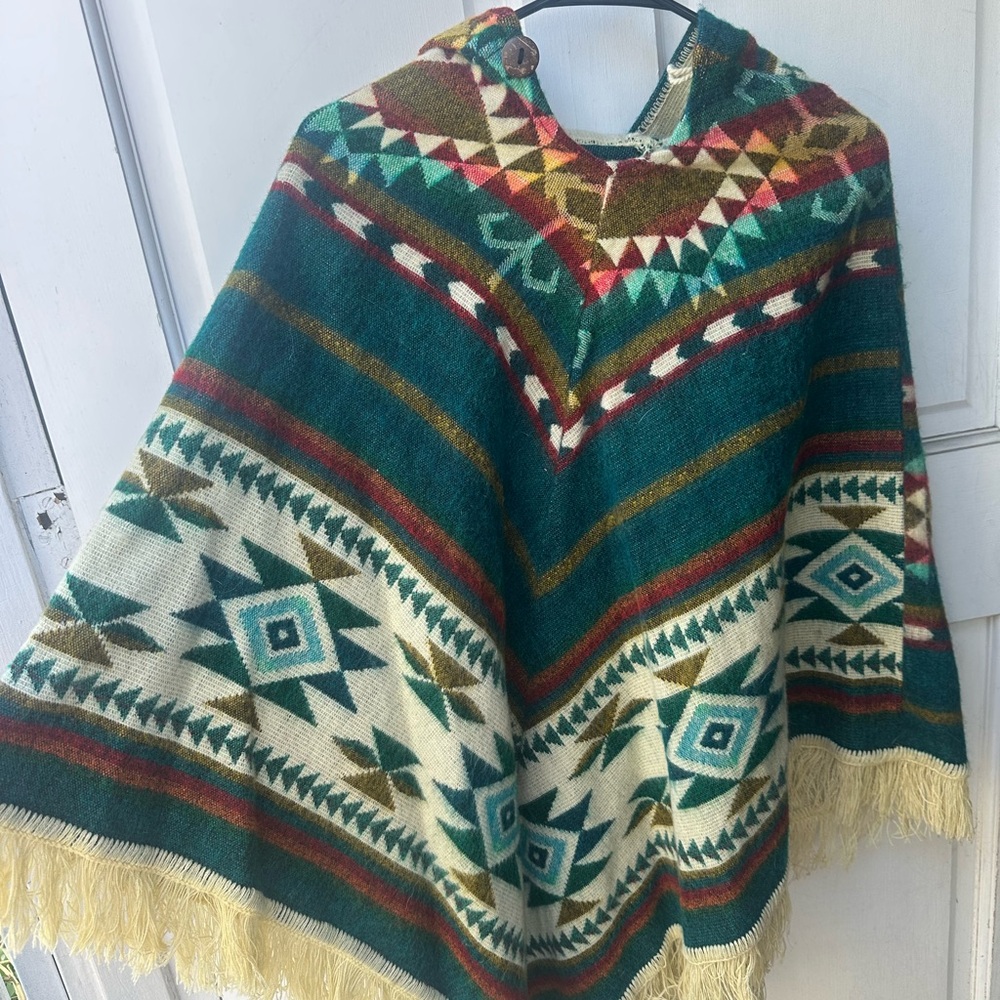 Colorful Geometric Pattern Poncho
